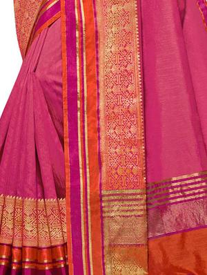 Zari bordered saree with blouse - 15493589 - Standard Image - 3