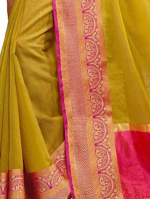 Contrast bordered kota doria saree with blouse - 15493615 - Standard Image - 3