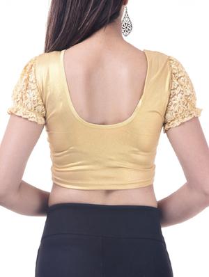 gold cotton solid blouse - 15494108 - Standard Image - 3