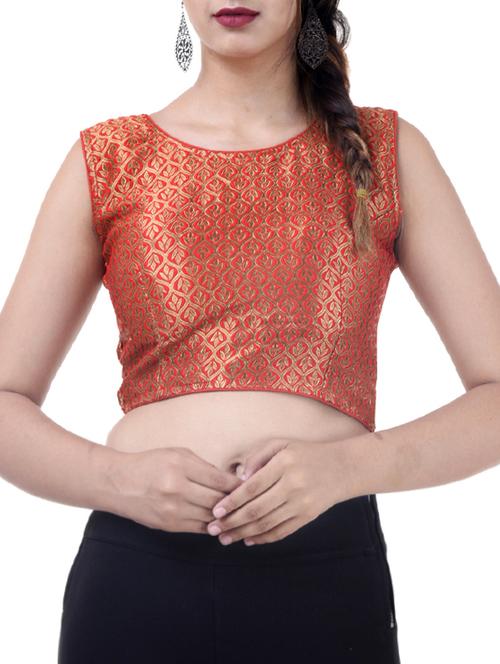red silk brocade blouse - 15494120 - Standard Image - 1