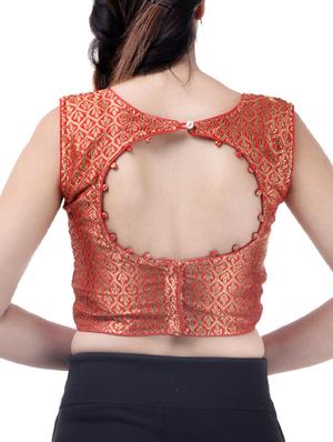 red silk brocade blouse - 15494120 - Standard Image - 3