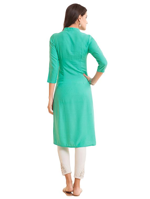 Straight printed panel kurta - 15494735 - Zoom Image - 3