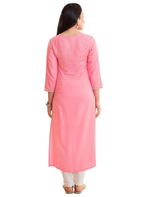 Embroidered straight kurta - 15494742 - Standard Image - 3