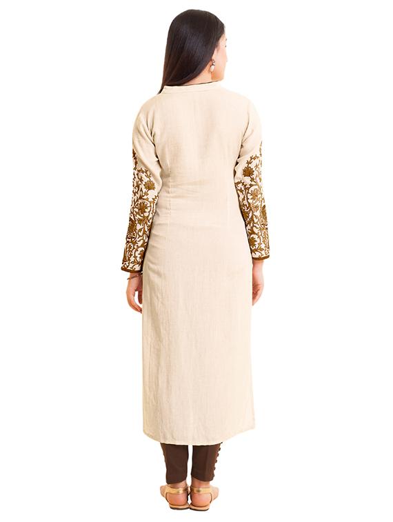 Embroidered piping straight kurta - 15494745 - Zoom Image - 3