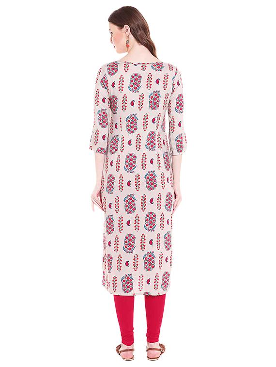 Straight panel print kurta - 15494755 - Zoom Image - 3