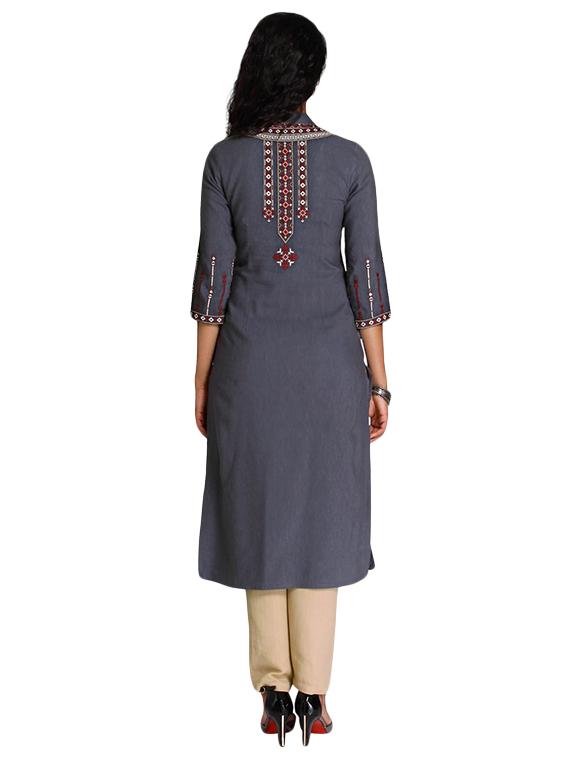 Embroidered Straight kurta - 15494761 - Zoom Image - 3