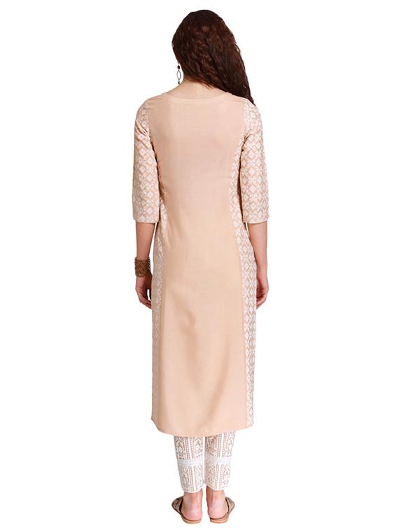 Embroidered straight pastel kurta - 15494765 - Zoom Image - 3
