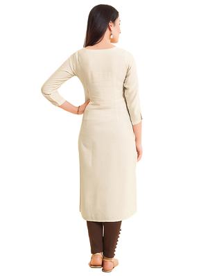 Embroidered double slit straight kurta - 15494770 - Standard Image - 3