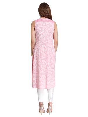 Embroidered double slit a-line kurta - 15494775 - Standard Image - 3