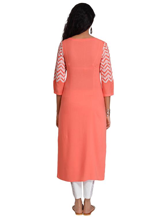 Straight double slit kurta - 15494784 - Zoom Image - 3