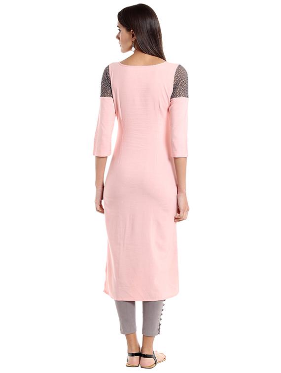 Straight embroidered kurta - 15494799 - Zoom Image - 3