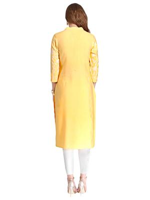 Straight schiffli kurta - 15494809 - Standard Image - 3
