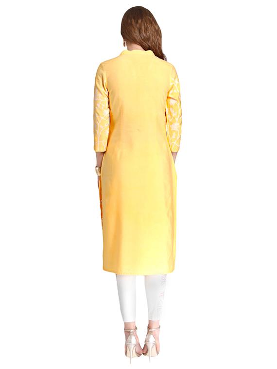 Straight schiffli kurta - 15494809 - Zoom Image - 3