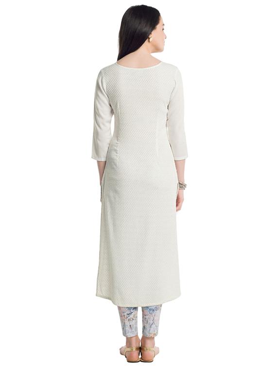 Straight embroidered kurta - 15494812 - Zoom Image - 3