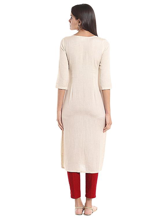 Straight double slit kurta - 15494849 - Zoom Image - 3