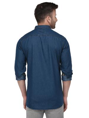 blue cotton casual shirt - 15495338 - Standard Image - 3
