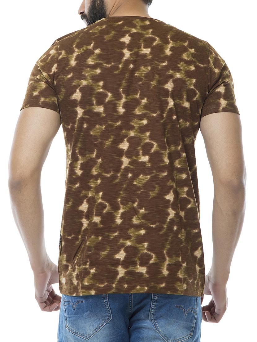 brown cotton all over print t-shirt - 15495639 - Zoom Image - 3