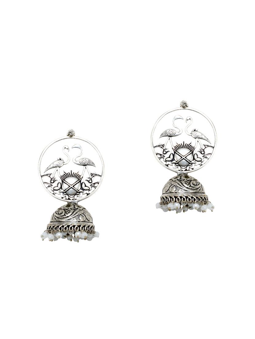silver tone oxidised earrings - 15495828 - Zoom Image - 3