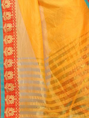 Contrast bordered kanjivaram saree with blouse - 15496467 - Standard Image - 3