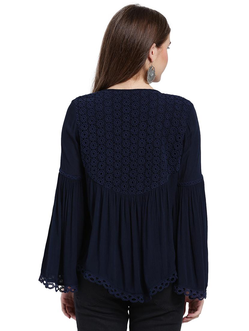 bell sleeved gather detail embroidered shrug - 15496625 - Zoom Image - 3
