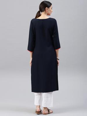 Color block straight kurta - 15496821 - Standard Image - 3
