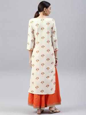 Printed straight kurta - 15496827 - Standard Image - 3