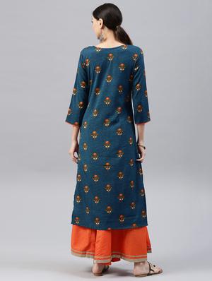 Printed straight kurta - 15496828 - Standard Image - 3
