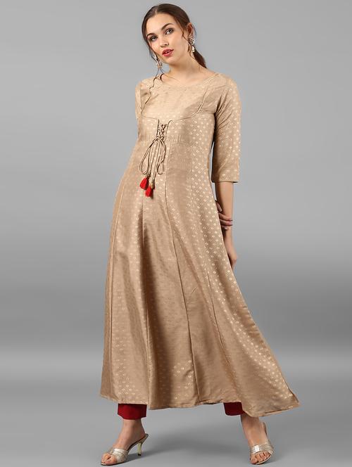 anarkali block print kurta - 15497418 - Standard Image - 1