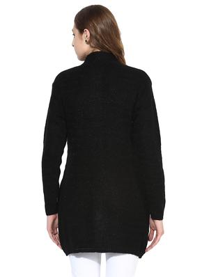 black woolen coatigan - 15497470 - Standard Image - 3