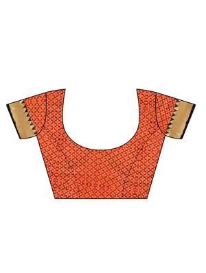Zari bordered maheshwari saree with blouse - 15497539 - Standard Image - 3