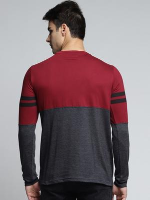 grey cotton color block t-shirt - 15497565 - Standard Image - 3