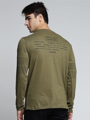 olive green cotton all over print t-shirt - 15497595 - Standard Image - 3