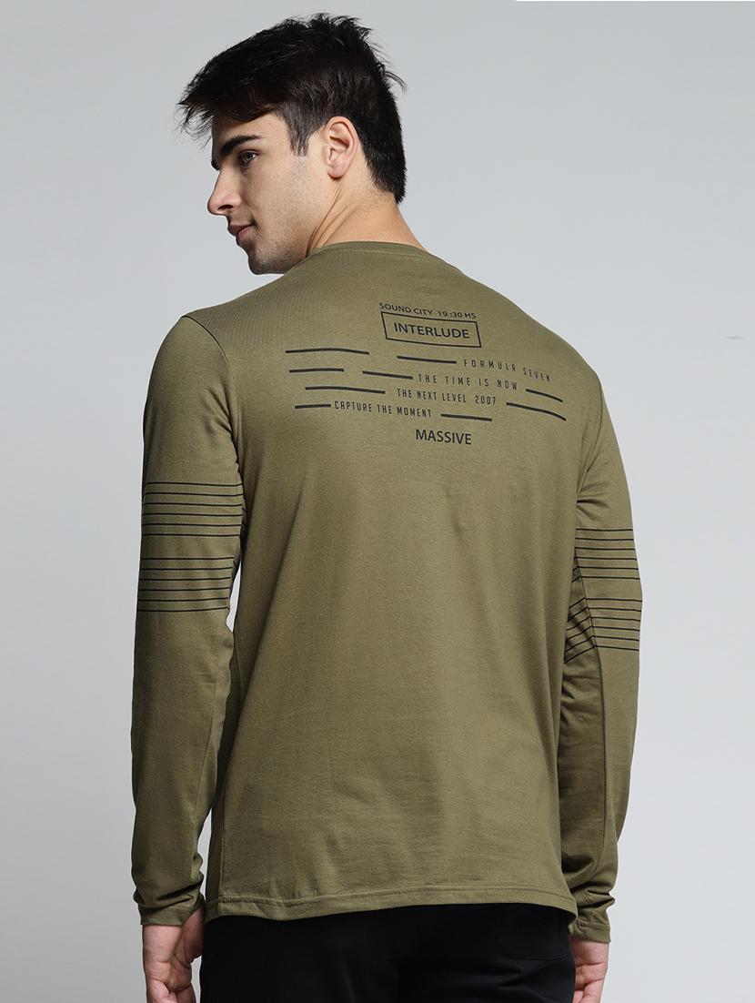 olive green cotton all over print t-shirt - 15497595 - Zoom Image - 3