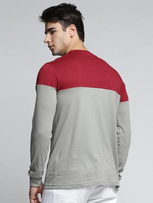 grey cotton color block t-shirt - 15497598 - Standard Image - 3