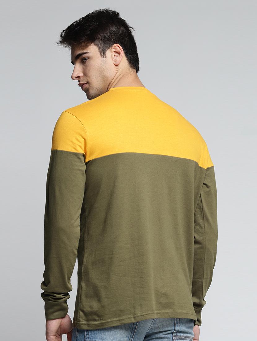 yellow cotton color block t-shirt - 15497599 - Zoom Image - 3