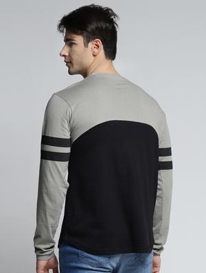 grey cotton color block t-shirt - 15497602 - Standard Image - 3