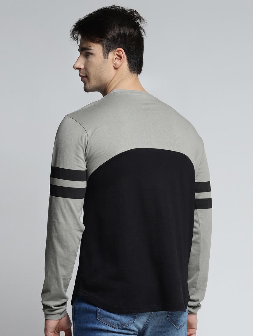 grey cotton color block t-shirt - 15497602 - Zoom Image - 3