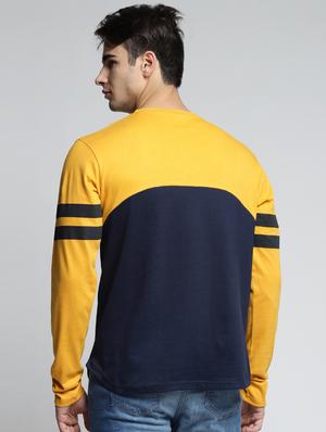 yellow cotton color block t-shirt - 15497605 - Standard Image - 3