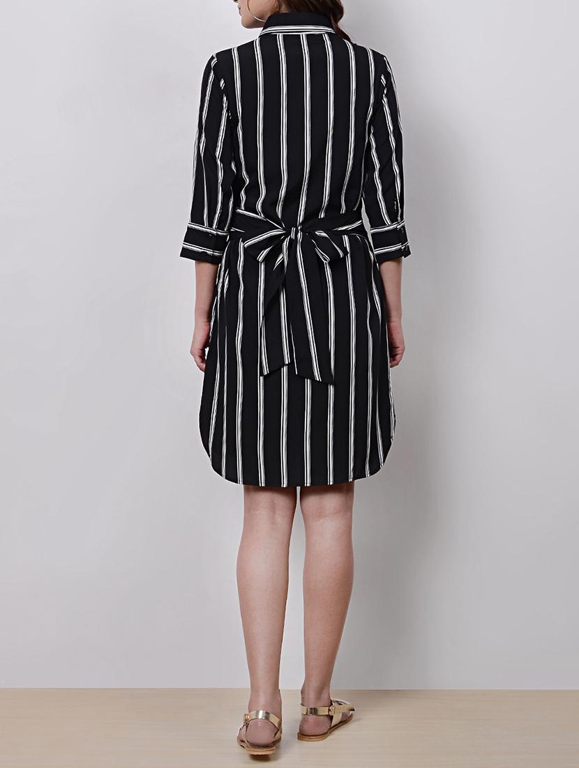 monochrome striped back bow tie dress - 15497680 - Zoom Image - 3