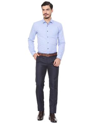 navy blue polyester blend flat front formal trouser - 15497701 - Standard Image - 3
