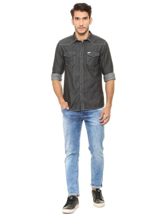 grey cotton casual shirt - 15497718 - Zoom Image - 3