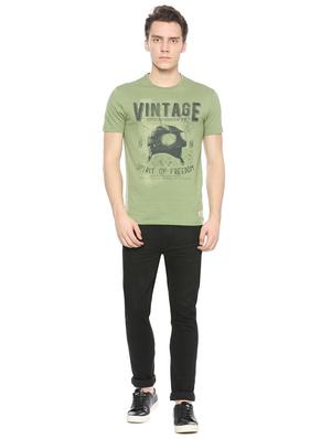 green cotton blend chest print t-shirt - 15497771 - Standard Image - 3