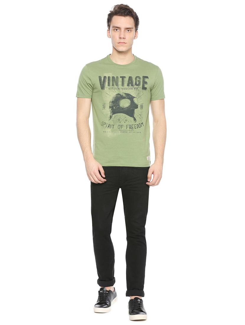 green cotton blend chest print t-shirt - 15497771 - Zoom Image - 3