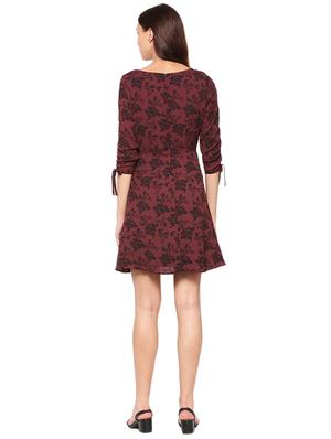 side tie sleeved printed a-line dress - 15497935 - Standard Image - 3