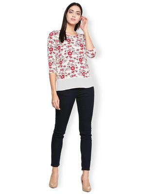 sheer hem panel printed top - 15497946 - Standard Image - 3