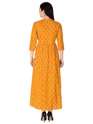 contrast piping ethnic printed dress - 15498812 - Standard Image - 3