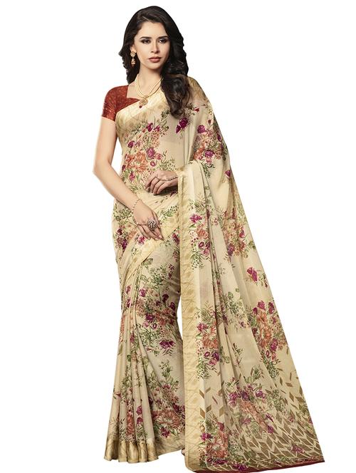 floral printed saree with blouse - 15498830 - Standard Image - 1