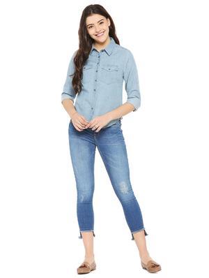 roll-up sleeved denim shirt - 15498979 - Standard Image - 3