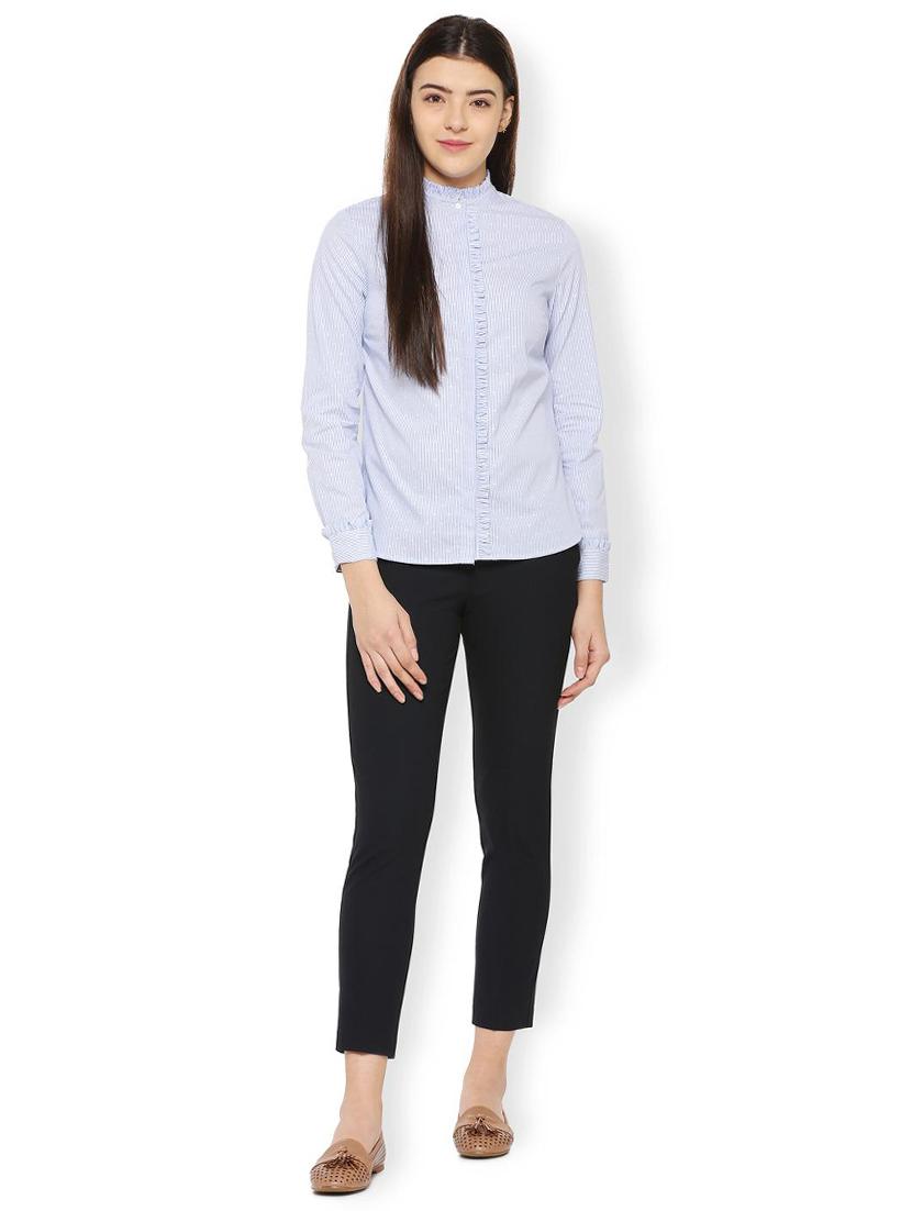 frill detail printed striped shirt - 15498984 - Zoom Image - 3