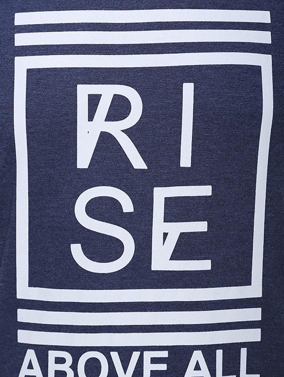 navy blue cotton blend chest print tshirt - 15500117 - Zoom Image - 3